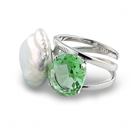 ANILLO OCEANIA VERDE PERLA BARROCA