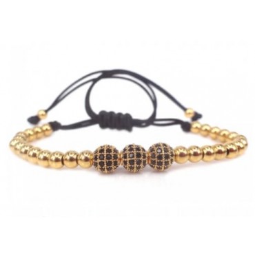 PULSERA ROMANIC ORO ROSA  BOLAS PAVE