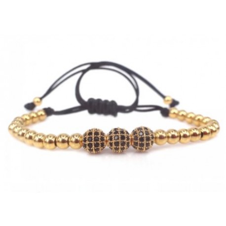 PULSERA ROMANIC ORO ROSA  BOLAS PAVE