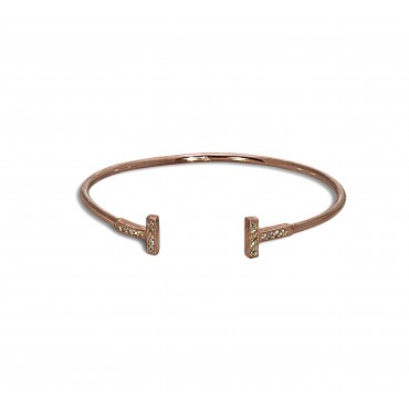 PULSERA MINIMAL "T" ORO ROSA